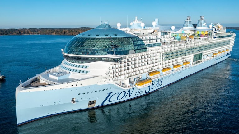 Icon of the Seas in open water sailing.